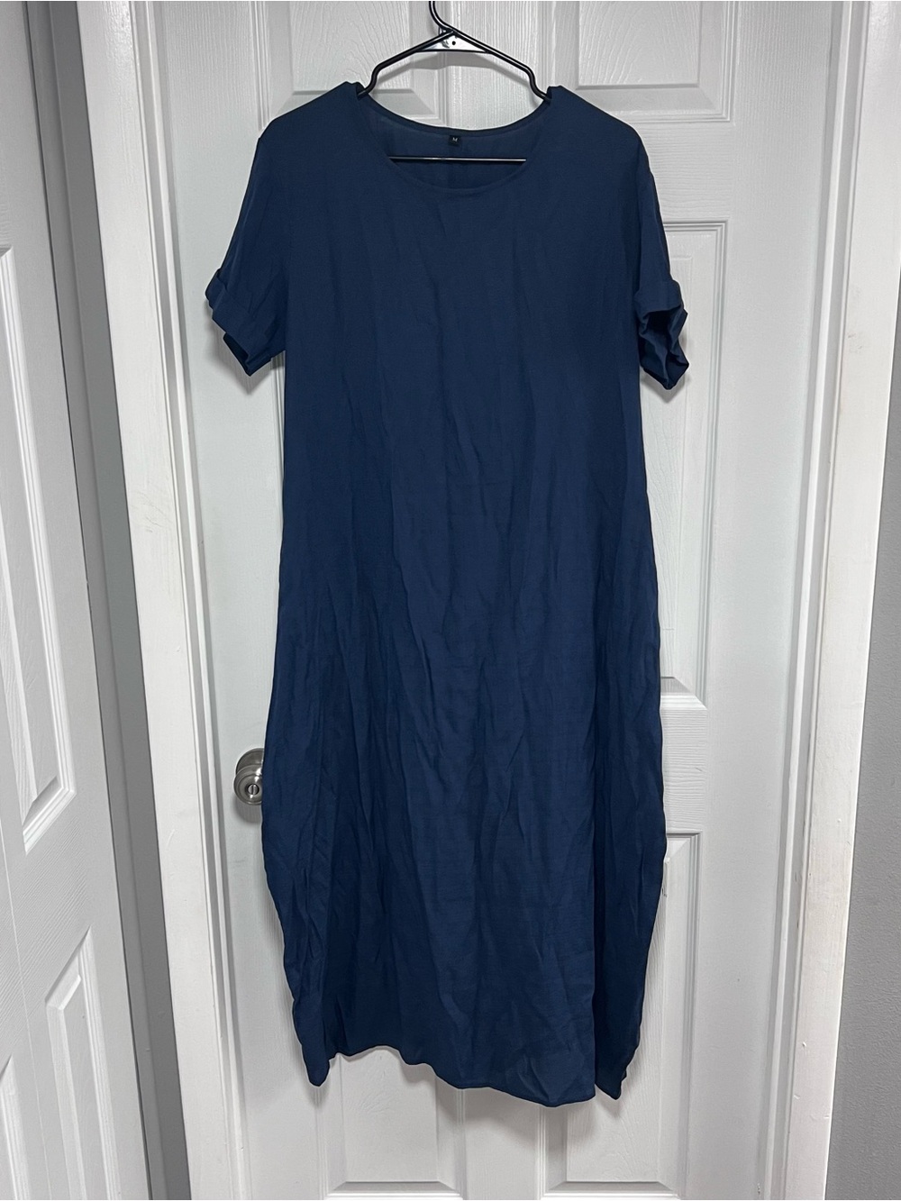 Everyday Navy Midi Dress with Short Sleeves Size M